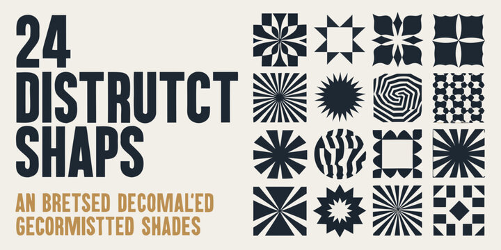 Collection Of Twenty Four Distorted Geometric Shapes Vector Illustration