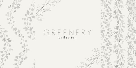 Obraz premium Delicate greenery collection botanical line drawing on a neutral background