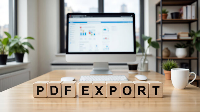 PDF export function processing for digital report layout conversion and document download options to save interactive invoice statement or presentation slides directly from billing system