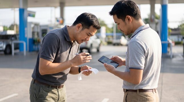 Thai Men Compare Fuel Costs