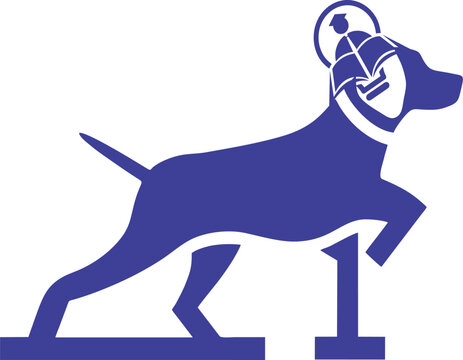 Blue dog silhouette logo design with number one displayed on a graphic design software screen.