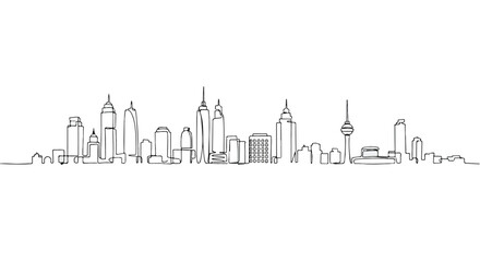 Fototapeta premium Minimalist City Skyline Continuous One Line Drawing Vector Illustration
