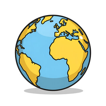 globe vector clip art  on white background/ Colorful World Planet Illustration in Flat Cartoon Style Simple Earth Globe Graphic for Education and Geography concept