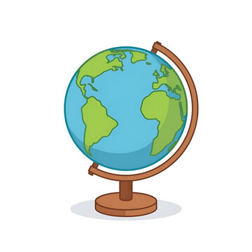 globe vector clip art  on white background/ Colorful World Planet Illustration in Flat Cartoon Style Simple Earth Globe Graphic for Education and Geography concept