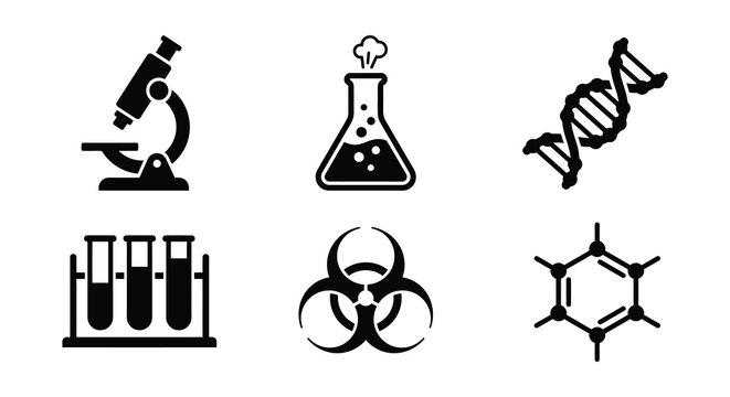 Scientific Equipment Icons Flat Vector Illustration On White Background