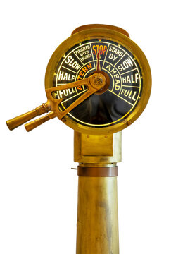 Old vintage ship engine order telegraph isolated on white or transparent background, png cut out