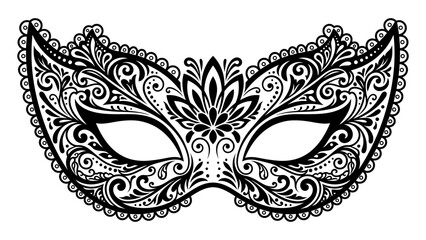 Ornate masquerade mask vector illustration with intricate black lace and floral filigree patterns for carnival or mardi gras design © Sahabat