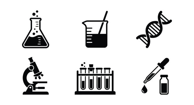 Scientific Equipment Icons Flat Vector Illustration On White Background