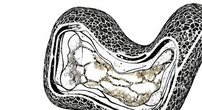 Detailed microscopic view of cellular structure and organic tissue.