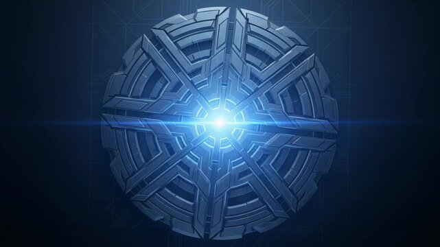 Futuristic Abstract Emblem with Metallic Geometric Circular Design