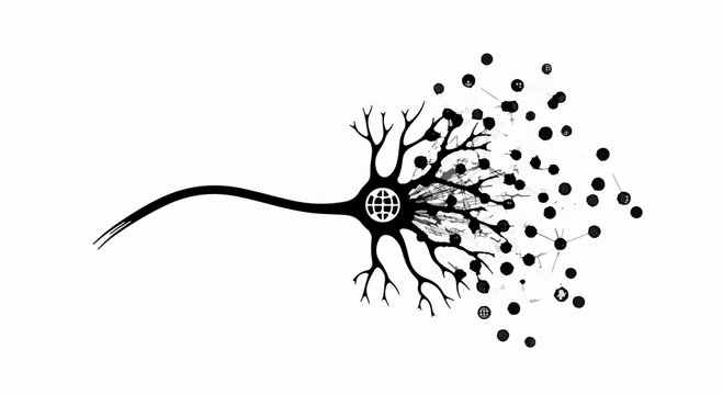 Abstract representation of a dissolving neuron, symbolizing memory loss or neurological decay.