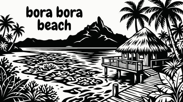 bora bora beach famous coastline ocean travel destination tourism scenic landscape tropical waterfront paradise world landmark turquoise lagoon tropical island paradise