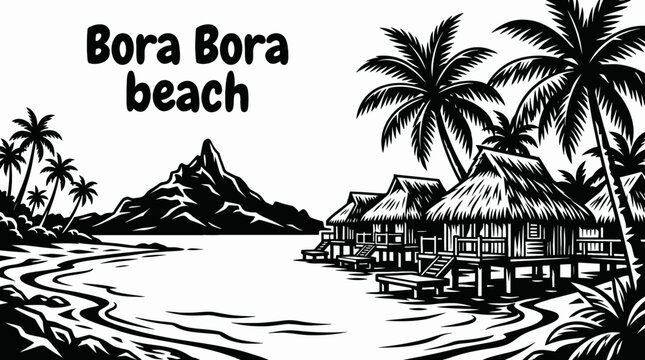 bora bora beach famous coastline ocean travel destination tourism scenic landscape tropical waterfront paradise world landmark turquoise lagoon tropical island paradise