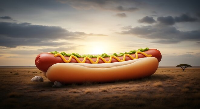 Hot dog with mustard and relish on bun.