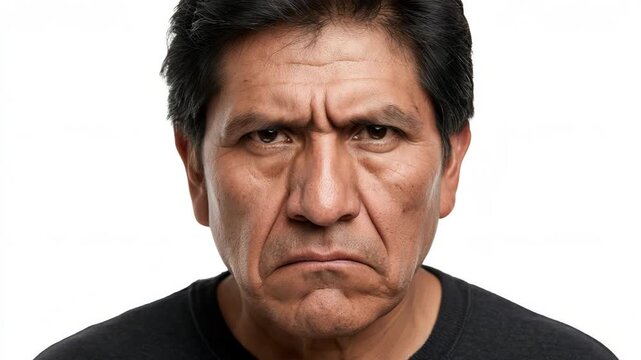 Man serious face portrait white background