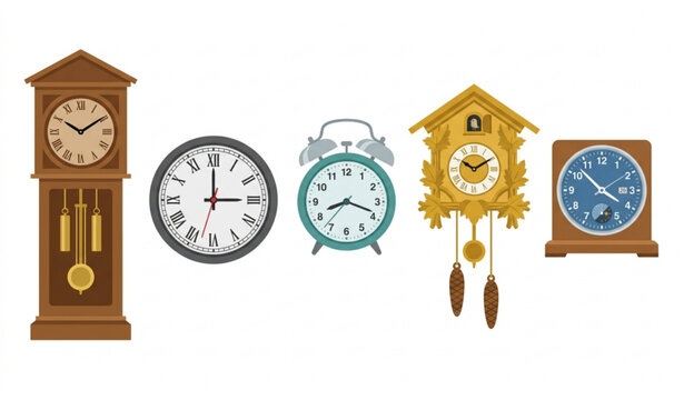 Vintage clock collection grandfather wall alarm cuckoo and mantel clocks