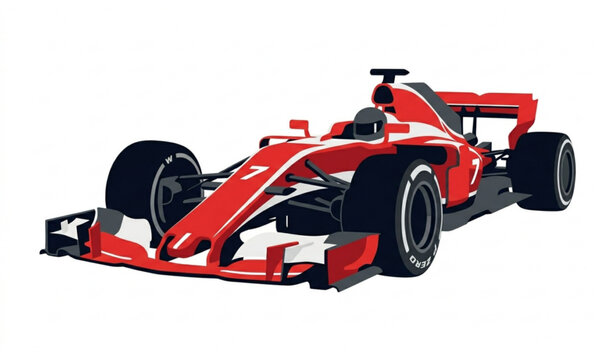 Formula one race car illustration side view number seven vector graphic