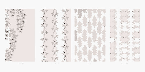 Floral ornament set with delicate vine and leaf motifs vector illustration © PabanBiswas