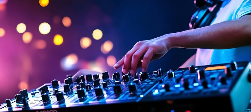 Expert Professional DJ Creating Electronic Music Mixes for Live Remixing at Vibrant Nightclub Events