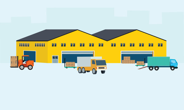 Modern Industrial warehouse logistics graphics for commercial use ,Factory clipart