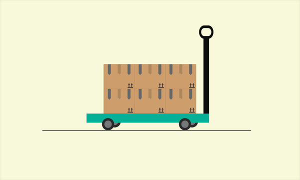 A hand truck, Pallet truck for warehouse, Hand pallet with box,Hand Pallet tyruck handlift warehouse vector