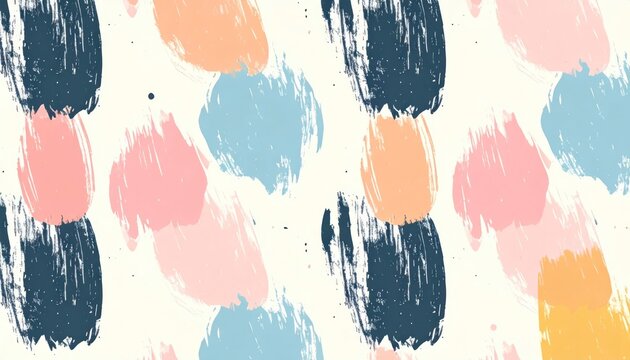 Colorful Abstract Brush Strokes Arranged on Cream Background
