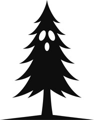 Fototapeta premium Spooky Haunted Pine Tree Silhouette Icon for Halloween Design