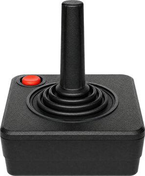 Vintage Atari joystick game controller isolated on transparent background