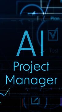 AI agent for Agile project management, AI automation workflow, project life cycle, conceptual animation (3d render) Vertical video