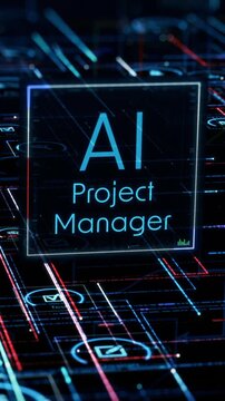 AI agent for Agile project management, AI automation workflow, project life cycle, conceptual animation (3d render) Vertical video