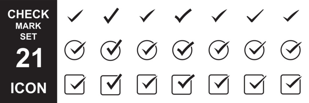 check mark and cross icon set featuring accept, reject, approve, cancel, verify, and validation symbols.