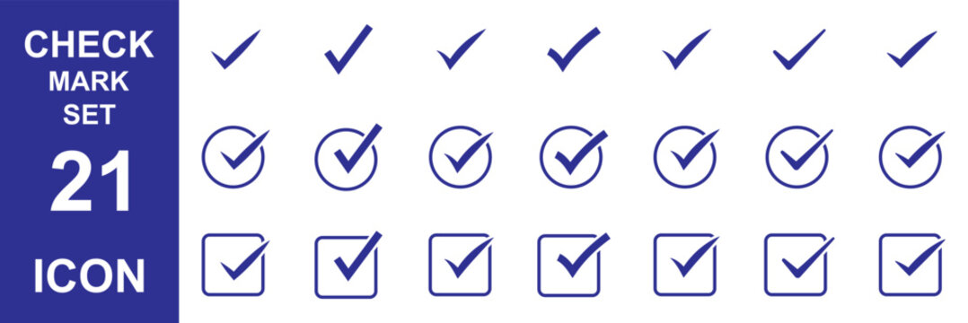 Check Mark and Cross Line Icon Set &ndash; Modern Outline Tick, Close, Accept and Reject Symbols Collection