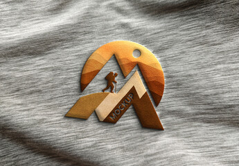 Realistic Embroidered Patch Logo on Pleated Fabric Texture Mockup