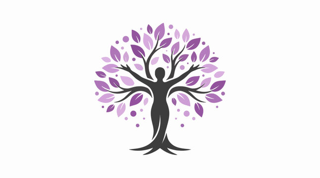 Minimalist Human Tree Logo Vector Graphic Design For Commercial Use