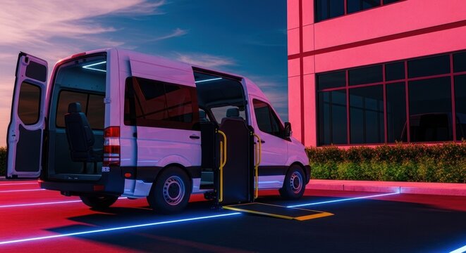 Electric bus charging at station.