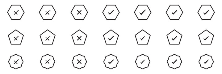 Set of approved check sign, icons of approval check ,set of tick mark icon, set of ticks icon, set of tick, quality sign, quality check, quality check © Hike Studio 6