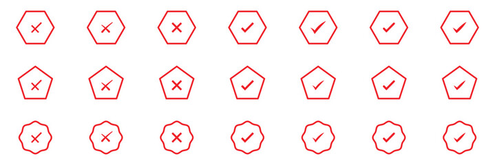 Set of approved check sign, icons of approval check ,set of tick mark icon, set of ticks icon, set of tick, quality sign, quality check, quality check © Hike Studio 6