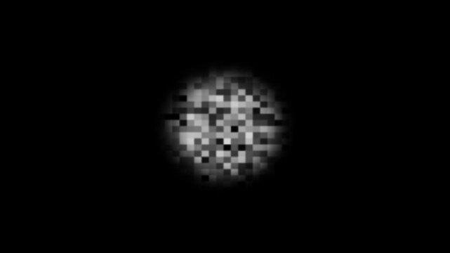 Digital glitch circular mosaic transition effect, futuristic glitch art square motion design, Set of video editing pixelated blur creating a censorship effect on black transparent background. 4k
