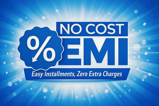 A promotional advertisement for no cost EMI with easy installments