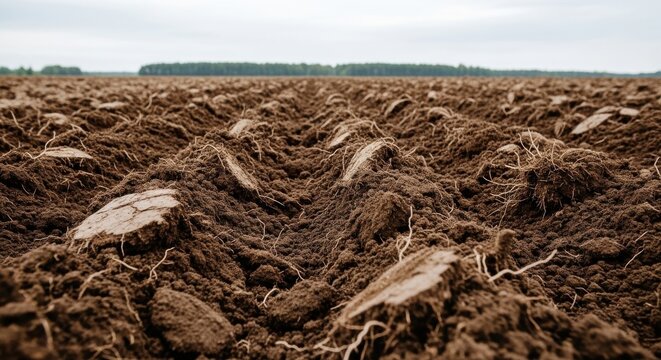 Plowed Earth in a Fertile Field Ready for Planting