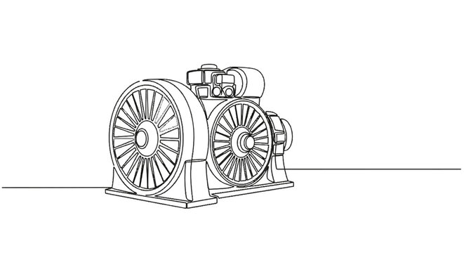 Technical illustration of a vintage steam engine with detailed wheel and boiler design for educational purposes
