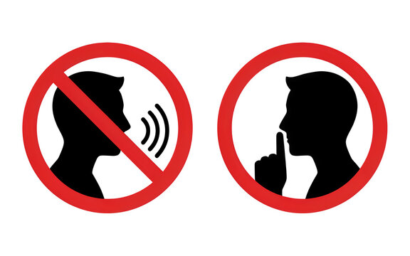 No Talking and Keep Silence Red Prohibition Warning Signs