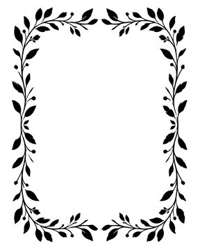 Wreath border features symmetrical leafy vines arranged in a rectangular orientation that provides an elegant structure for framing text or artistic compositions.