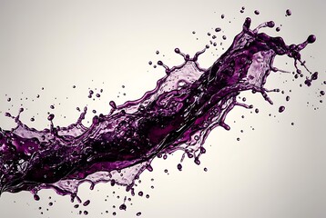 Dynamic Splash of Purple Grape Juice or Wine Liquid on White Background