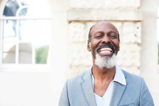 Portrait of laughing bearded man