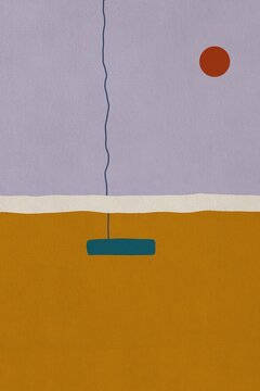 Abstract minimalist geometric landscape illustration