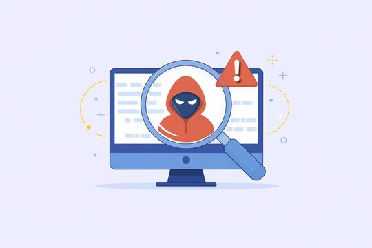 Cyber security and data protection concept with hacker on monitor