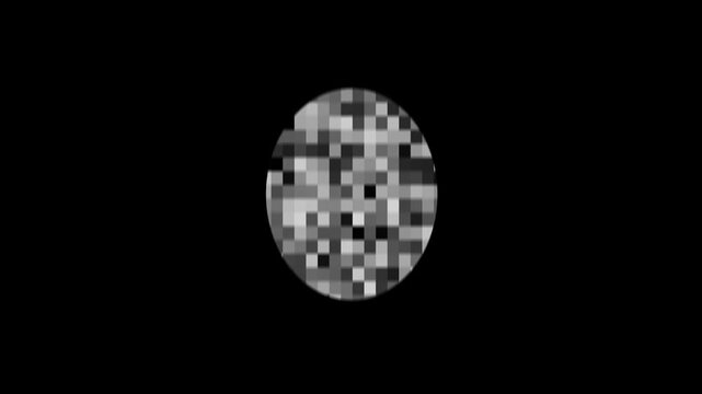 Pixelated black and white circle mosaic, Moving low-resolution pixel blocks form a dynamic censored bar. 4K clean loop for overlays and video editing, on Transparent black Screen Background. 4k