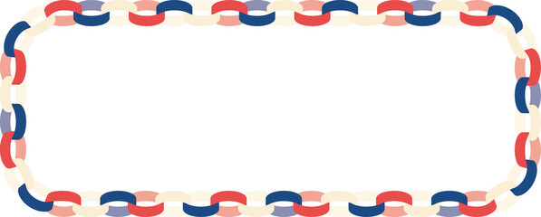 Fototapeta premium トリコロールカラーのペーパーチェーン長方形フレーム｜Tricolor Paper Chain Rectangle Frame