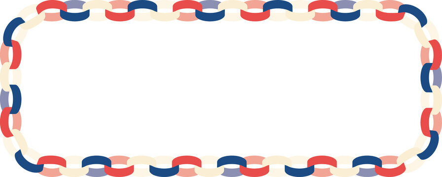 トリコロールカラーのペーパーチェーン長方形フレーム｜Tricolor Paper Chain Rectangle Frame